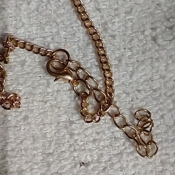 Goldtone necklace Earring set brown pink faux pearls chain multi layer - Picture 5 of 6